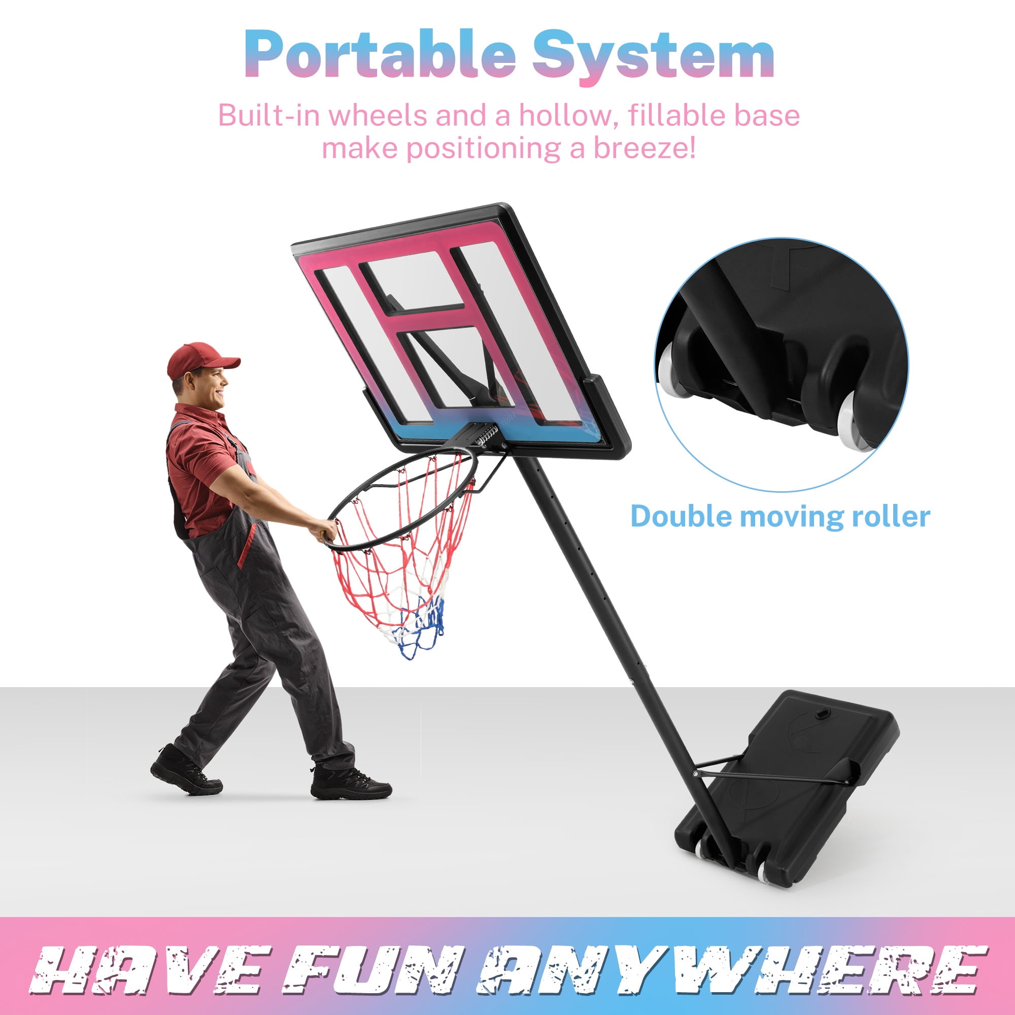 Portable Basketball Hoop Outdoor for Kids and Adults, Segmart 44 inch Basketball Hoop for Backyard, 4.9Ft-10FT Height Adjustable Basketball Goal System with Shatterproof Backboard, Larger Base