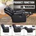 thumbnail image 6 of Breathable Leather Recliner Chair American Design Recliner Chair for Living Room Home Theater Seating(Pu Leather,Black+Black), 6 of 7