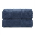 thumbnail image 3 of Superior Zero Twist 2-Piece Cotton Bath Sheet Set, Waffle Border Ultra Doft Quick Dry Towels, Navy Blue, 3 of 13