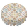 thumbnail image 2 of Pioneer Flower Floral Print Pattern Round Tablecloth 70"x70", Wrinkle Resistant Wipeable Table Cover for Kitchen Dining Room Picnic Patio and Party, 2 of 3