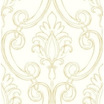 NextWall Metallic Gold Sketched Damask Peel and Stick Wallpaper