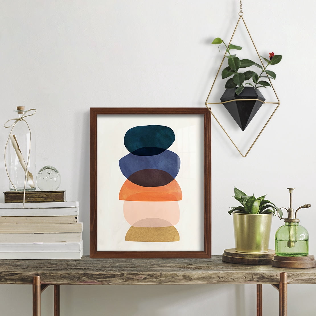 Mod Pods I -Framed Print w/glass-Chestnut