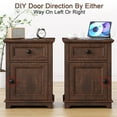 thumbnail image 3 of FAGAGA End Tables Set of 2 for Living Room with Charging Station, Side Table with Drawer and Adjustable Storage Shelf, Rustic Wooden Nightstands for Bedroom | Cherry, 3 of 10