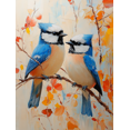 thumbnail image 1 of Qisvanset 12x16 Inch Bluejay Bird Canvas Wall Art, Colorful Oil Painting Wildlife Indoor Wall Decoration, 1 of 8