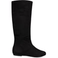 thumbnail image 4 of Jtelle Roll- Women's Slouchy Faux Suede Knee High Pull On Flat Round Toe Boots (Black IMSU,9), 4 of 6