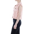 thumbnail image 3 of Womens Distressed Denim Button Up Sleeveless Crop Vest, Pink, XX-Large, 3 of 5