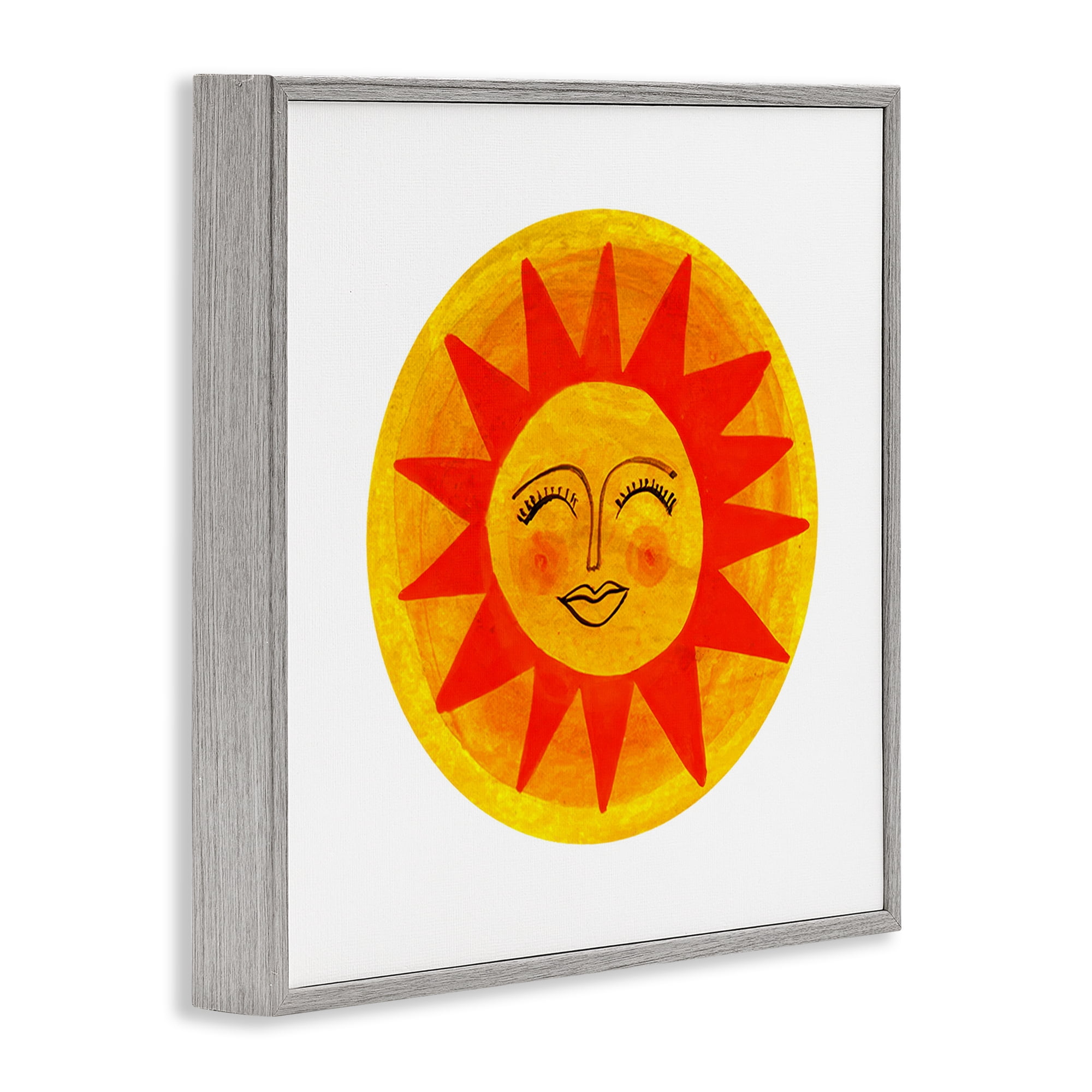 Stupell Industries Warm Fiery Sun Gray Framed Giclee Art, design by Katherine Herrell Studio