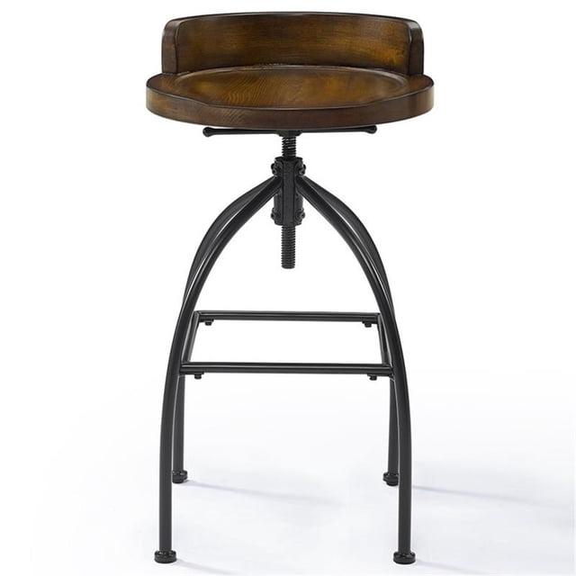 Crosley Furniture Edison Wood Adjustable Bar Stool in Natural and Black