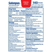 Salonpas Temporary Pain Relieving Patchs, 140 Count, 2 Pack