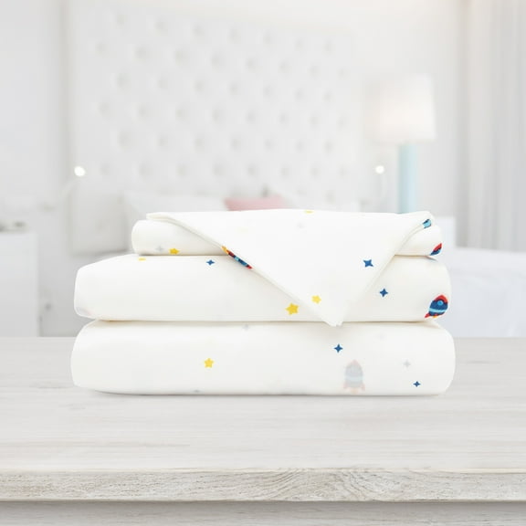 Safdie & Co. 4-piece Modern Polyester Space Double Sheet Set in White