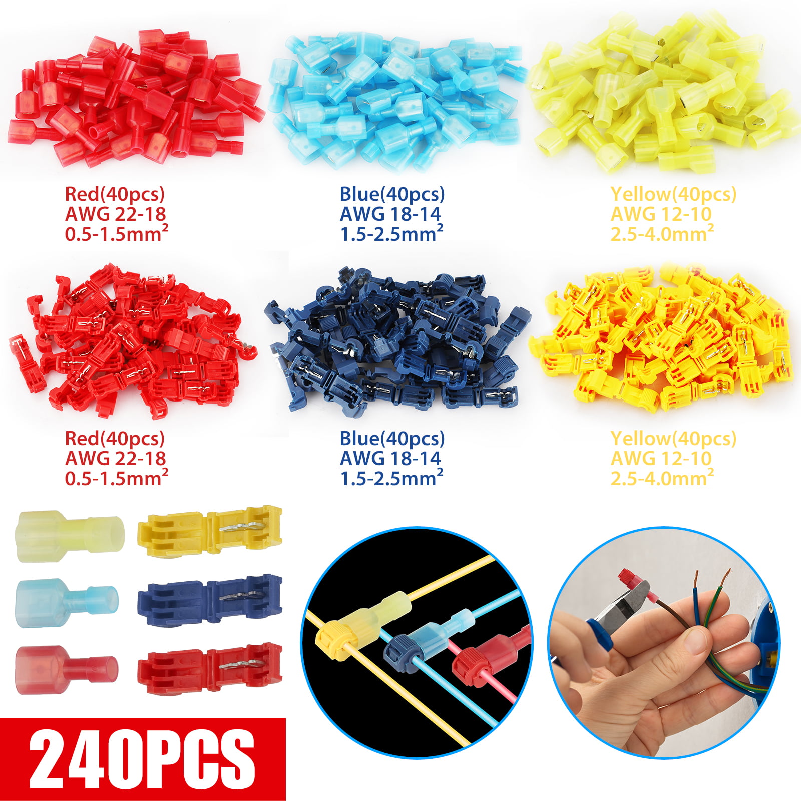 Red 22-18 Gauge Fully Insulated Heat Shrink Quick Disconnects Spades 50 pcs 
