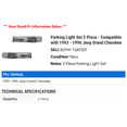 thumbnail image 2 of Parking Light Set 2 Piece - Compatible with 1993 - 1996 Jeep Grand Cherokee 1994 1995, 2 of 2