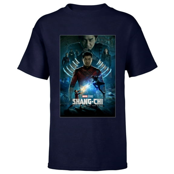 Marvel Shang-Chi and The Legend of the Ten Movie Poster - Short Sleeve T-Shirt for Kids – Customized-Navy