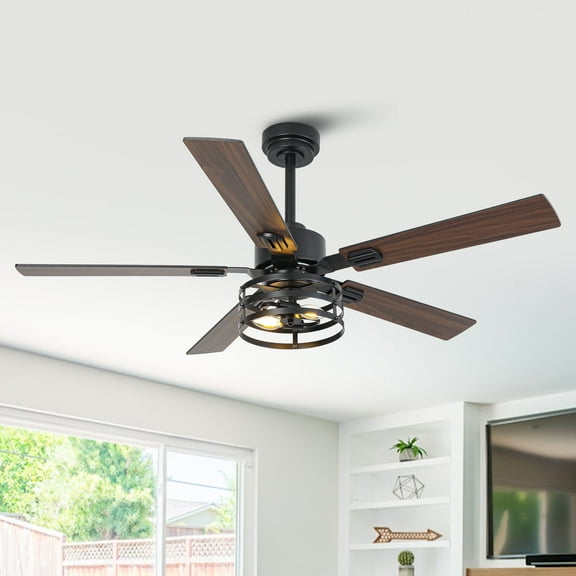 52" Modern Black Smart DC Motor Ceiling Fan with Light and Remote for Dining Room and Living Room