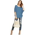 thumbnail image 5 of Made by Johnny Women's Scoop Neck Half Sleeve Batwing Dolman Top L DENIM, 5 of 6