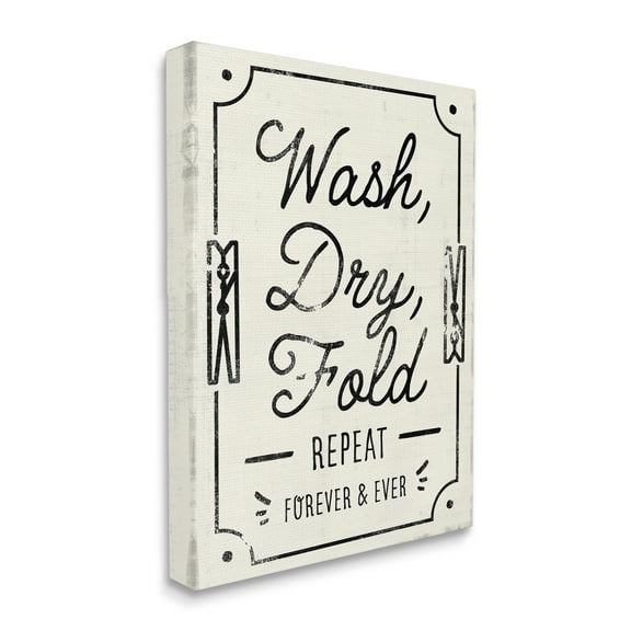 Stupell Industries Charming Retro Laundry Wash Dry Fold Repeat Canvas Wall Art by Victoria Barnes