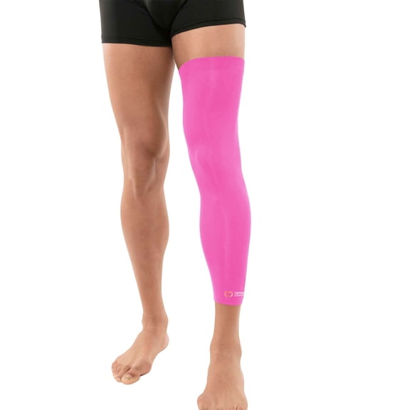 Copper Compression Leg Compression Sleeve - Copper Infused Knee Stabilizer Brace for Running, Meniscus Tear, ACL, MCL, Arthritis, Joint Pain Relief - Thigh & Calf Support for Men & Women - Pink - XL