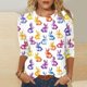 thumbnail image 4 of Mujeres 3/4 Manga Tops Y Blusas Impresas Cuello Redondo Suéter, 3/4 Manga Tops Casual para las Mujeres Suave Imitación Rack Blusa, Ligero Transpirable Tee de Moda, 4 of 5