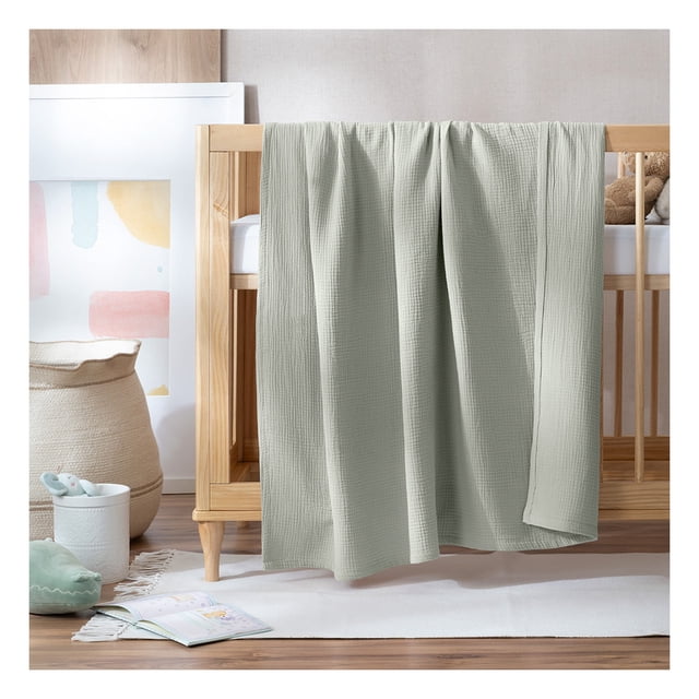 Manta Muselina para Bebé 100% Algodón Frazada Esquimal Ideal para Cuna, Niños y Decoración (Verde)