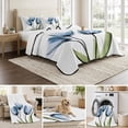 thumbnail image 6 of Twin Quilt Set 68''x86'', Blue Tulip Lightweight Summer Bedspread Coverlet Set with 2 Pillow Shams, Abstract Flower Country Farm Floral White Breathable All Season Quilt Bedding for Dorm/Bedroom, 6 of 9