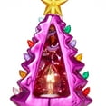 thumbnail image 4 of Ceramic Christmas Tree Night Light - Pink Plug-in Decorative Night Light with 28 Bulbs and Star Topper, 4 of 7