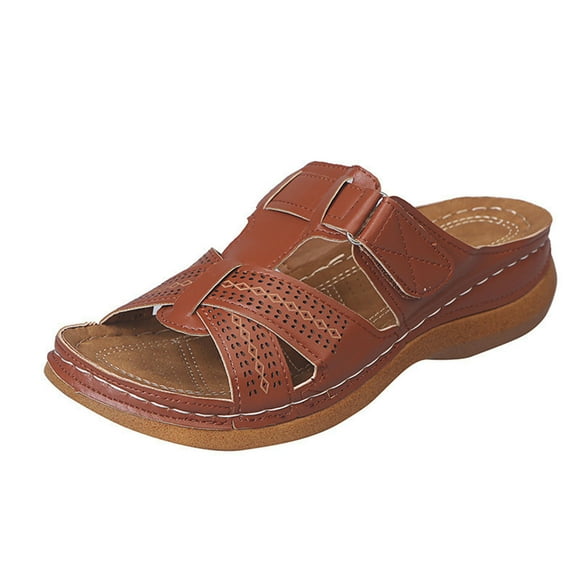 Women's Vintage Wedge Sandals Open Toe Slip On Mules Lightweight Comfort Walking Shoes Platform Gladiator Sandals