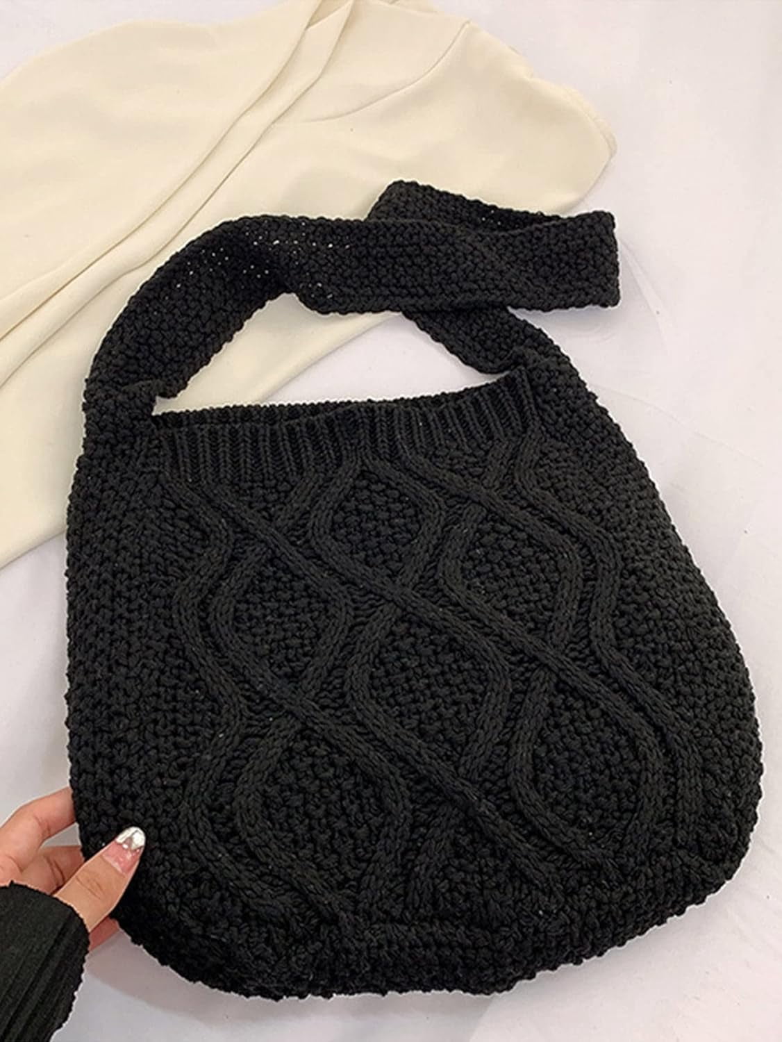 Women's Crochet Shoulder HandBags Hobo Knitted Tote Bag Shopping Bags
