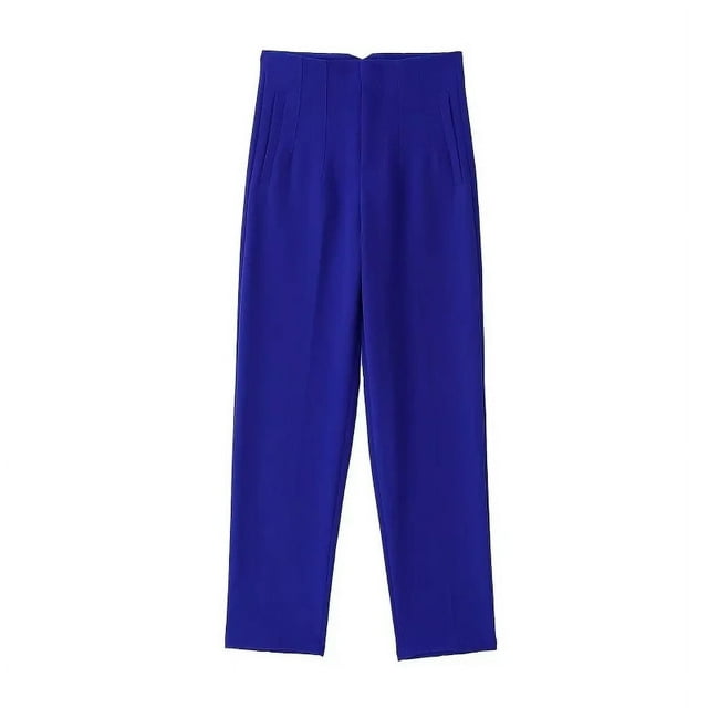 TRAF-ropa de oficina a la moda, pantalones de cintura alta para mujer, pantalones formales, trajes de oficina, pantalones lápiz, pantalones negros, rosas y blancos para mujer
