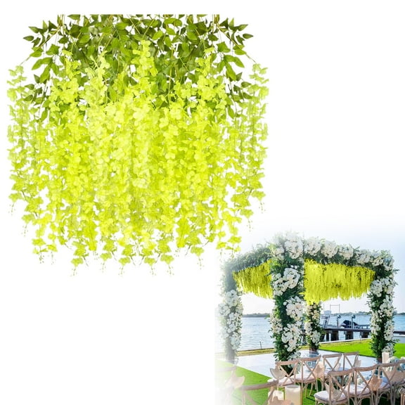 Safeglitz Artificial Wisteria Flower Vines – 12 Pack 3.75 Feet silk garlands, hanging flower strings for wedding, garden & wall decoration Artificial flower vine-ZLF240605504 plus attribute green