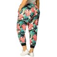 thumbnail image 3 of Unique Bargains Women's Plus Tropical Floral Elastic Waist Pants with Pockets, 3 of 8