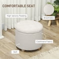 thumbnail image 5 of 18" Round Ottoman with Storage, Teddy Fleece Button Tufted Foot Stool with Lid, Wood Legs for Living Room Hallway, White, 5 of 5