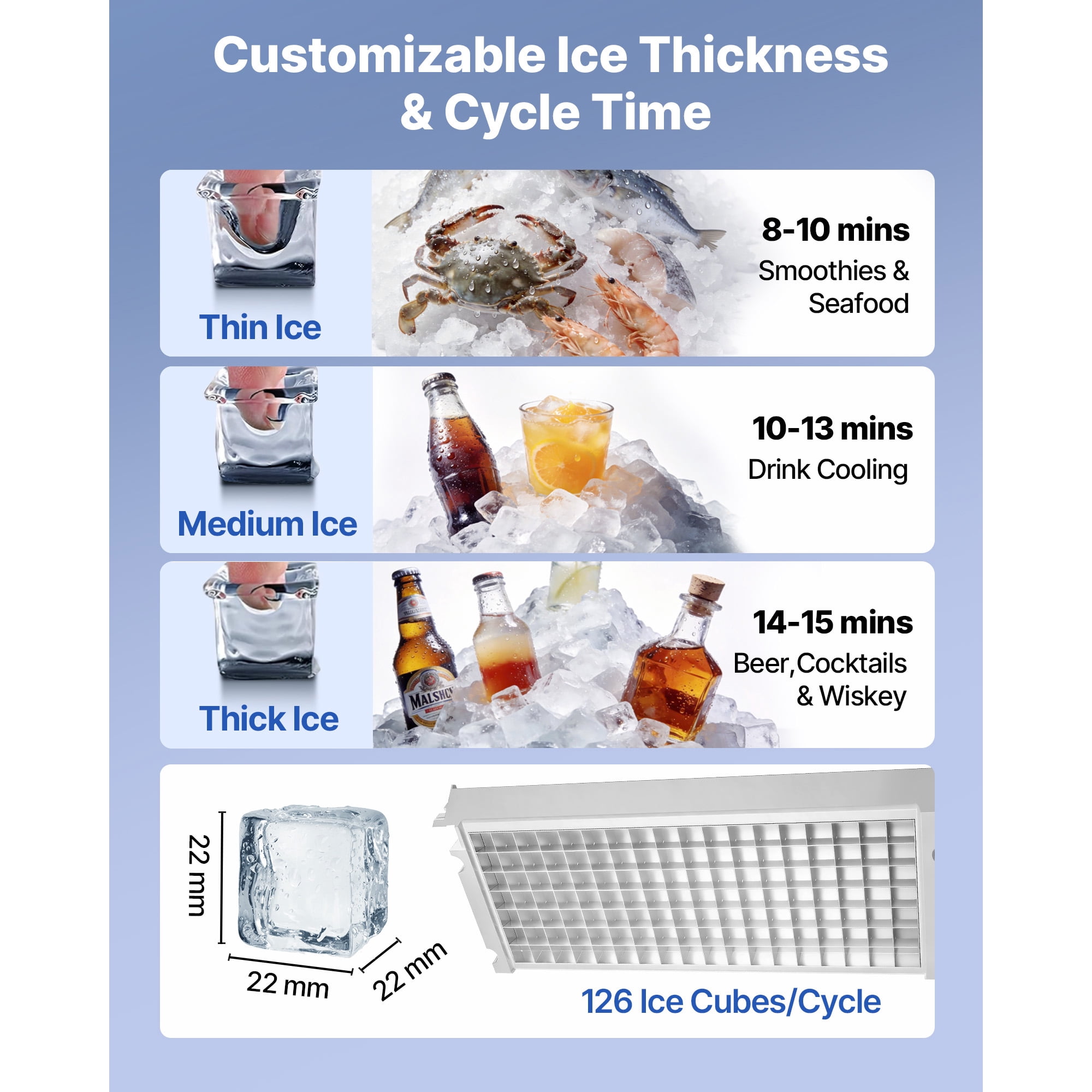 KFFKFF Commercial Ice Maker Machine, 360 lbs/24h Output & 85 lbs Storage, Built-in/Freestanding Stainless Steel Ice Maker with LED Panel & Self-Cleaning for Home, Bar, Restaurant