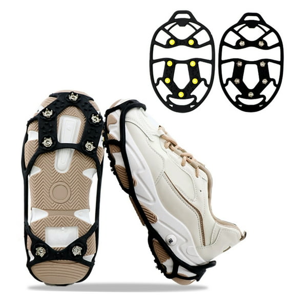 Ice Grips, Ice & Snow Grips Cleat Over Shoe/Boot Traction Cleat Rubber Spikes Anti Slip 7 Steel Studs Crampons Slip-on Stretch Footwear