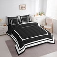 thumbnail image 3 of jejeloiu Modern Abstract Geometric 7 Pieces Bedding Comforter Set,Square Box Full Bedding Set,Black White Fitted Sheet Flat Sheet For Men Women,Super Cozy Room Decor Reversible, 3 of 8