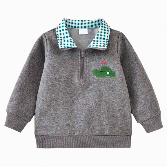 mgoYE Toddler Boy Quarter Zip Collared Pullover Long Sleeve Fall Winter Baby Boy Clothes Outfit