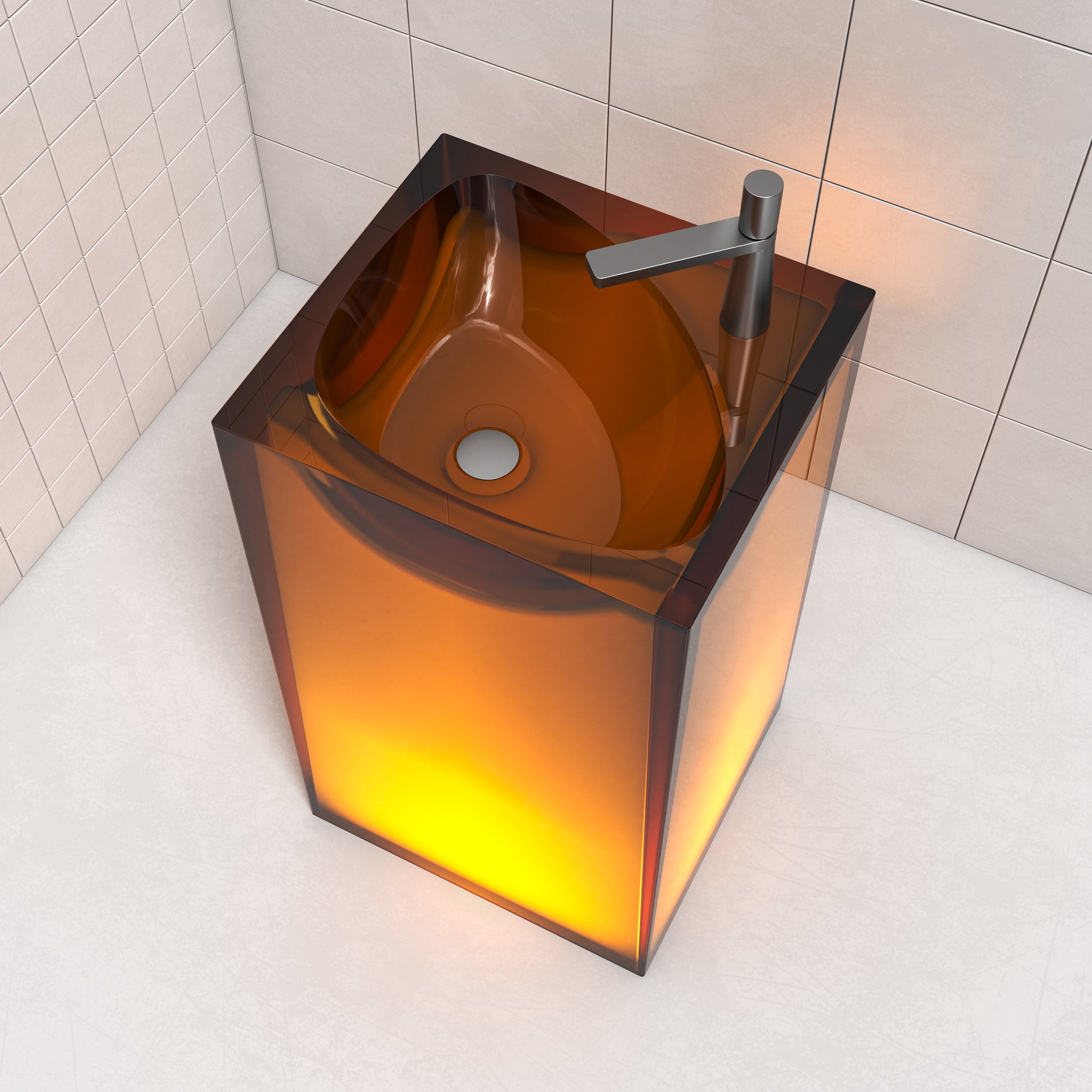 Vanity Art 33.5" Height Stone Resin Pedestal Freestanding Bathroom Sink Hand Wash Basin