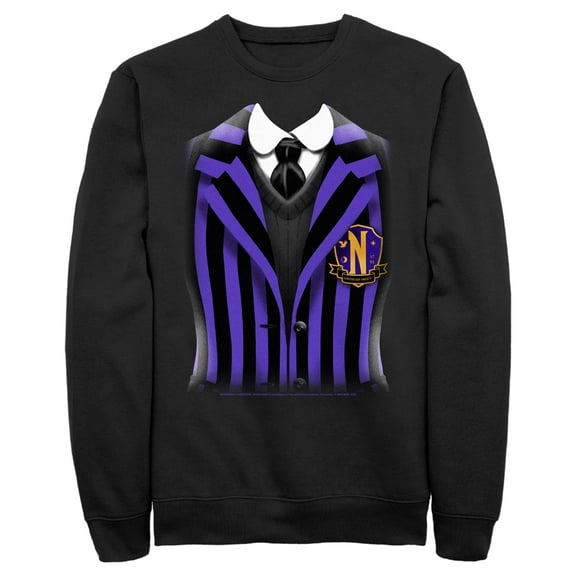 Men's Wednesday Nevermore Academy Uniform Purple  Sweatshirt Black 3X Large