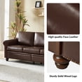 thumbnail image 4 of 81" Vegan Leather Sofa 3-Seater Couch With Wooden Decoration Rolled Arms, Brown, 4 of 9