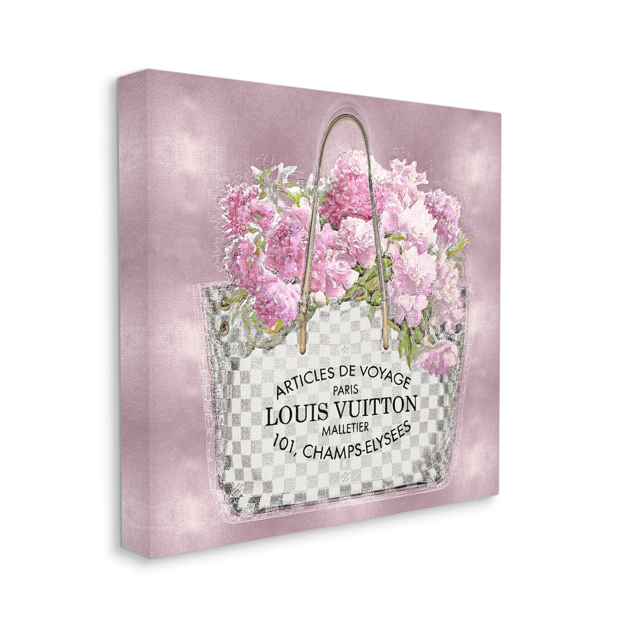 Stupell Industries Pink Glam Floral Handbag Botanical & Floral Painting Gallery Wrapped Canvas Art Print Wall Art, 30 x 30