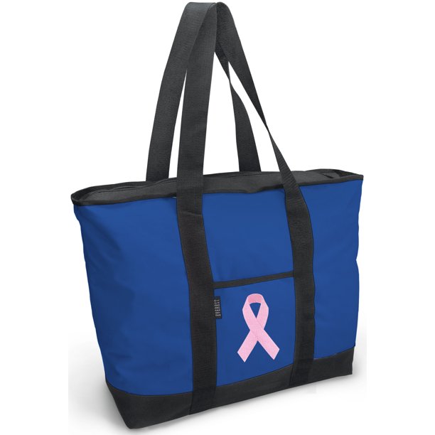 Broad Bay Cotton Pink Ribbon Tote Bag Deluxe Pink Ribbon Tote Bags