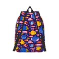 thumbnail image 3 of Daiia Cute Flat Hand Drawn Fishes Vintage Canvas Backpack for Men and Women ,Hiking Backpack,Travel Laptop Bag for School,Large Capacity Backpack-Small, 3 of 8