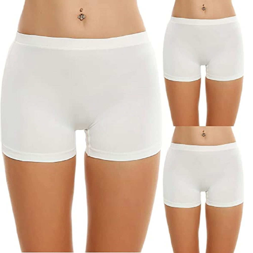 Womens Nylon Boxer Briefs Underwear Boy Shorts Panties 3 Pack 