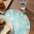 thumbnail image 3 of Coastal Round 13 Inch Placemats Set of 6, Summer Nautical Beach Coral Starfish Blue Ombre HeatResistant Non Slip Place Mats for Dining Table, Wipeable Braided Kitchen Table Mats for Housewarming, 3 of 9