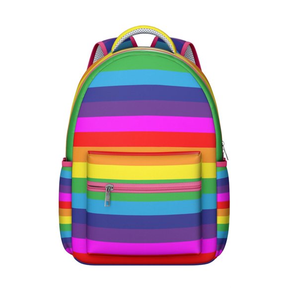 Watercolor Boho Students Backpack Abstract Geometric Rainbow Gradient Starry Night Ocean Beach Scenery School Bag