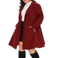 thumbnail image 5 of Agnes Orinda Women's Plus Size Coats Notch Lapel Double Breasted Winter Pea Coat Trench Coat 3X Burgundy, 5 of 7