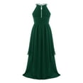thumbnail image 3 of TiaoBug Big Girls Sequined Halter Neckline Chiffon Maxi Dress Wedding Bridesmaid Pageant Party Ball Gowns Army Green 10, 3 of 6