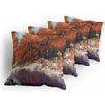 thumbnail image 5 of Ambesonne Nature Throw Pillow Cover 4 Pack, Autumn Forest with Rock, 24", Ginger Purple, 5 of 7