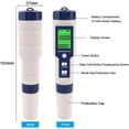 thumbnail image 2 of Probador de pH Medidor electrónico, RMA 5 en 1 Probador de pH Medidor de temperatura de bolsillo Calidad del agua PH EC Sal TDS para el hogar, piscina, agua de acuario, 2 of 5