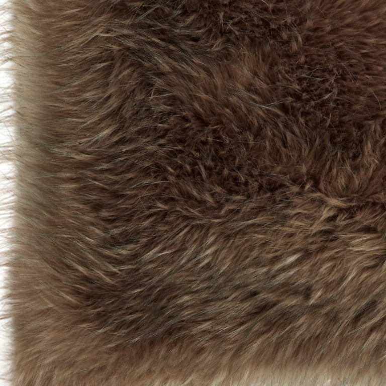Decmode Large Square Brown Faux Fur Throw Pillow, 24 x 24