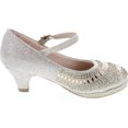 thumbnail image 6 of Link Cassie-28K Girls Rhinestone Platform Peagent Dress Shoes, Champagne, 2, 6 of 7